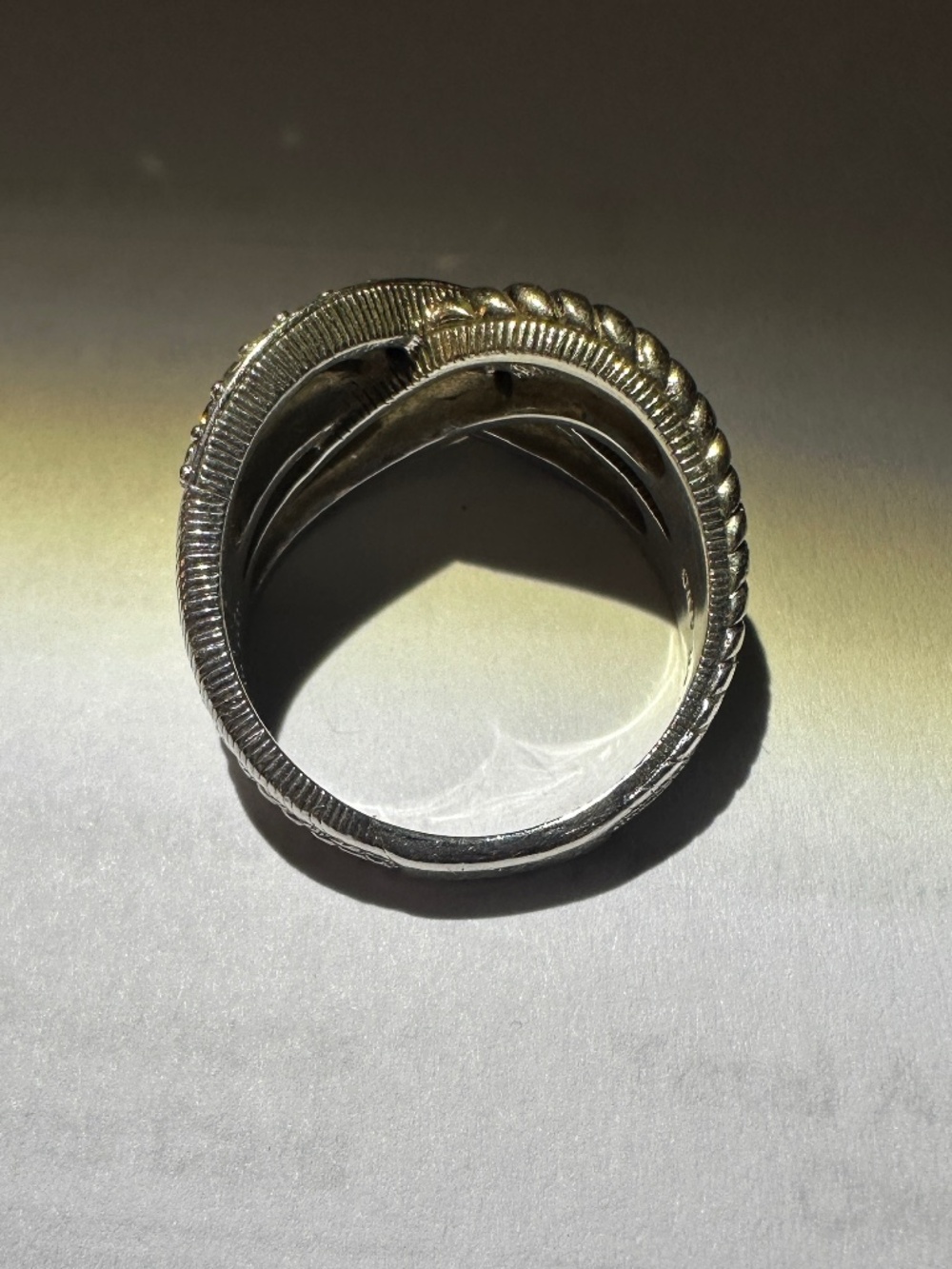 Judith Ripka Sterling Silver Crisscross Rope Design CZ Ring Sz 8 - Picture 9 of 9